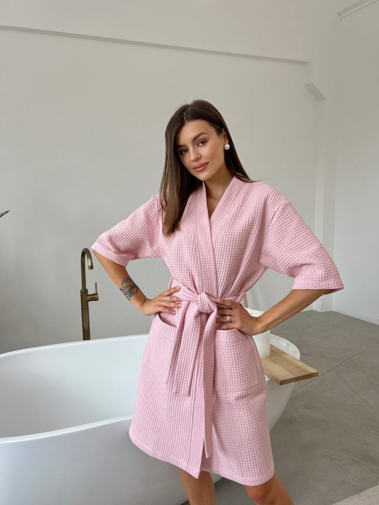 Як обрати та з чим носити Жіночий Халат COSY кімоно вафельний рожевий